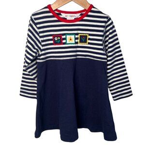 Vintage Gymboree Dress Rainbow Tag Striped Flowers Girls Size Small 2-3 Y